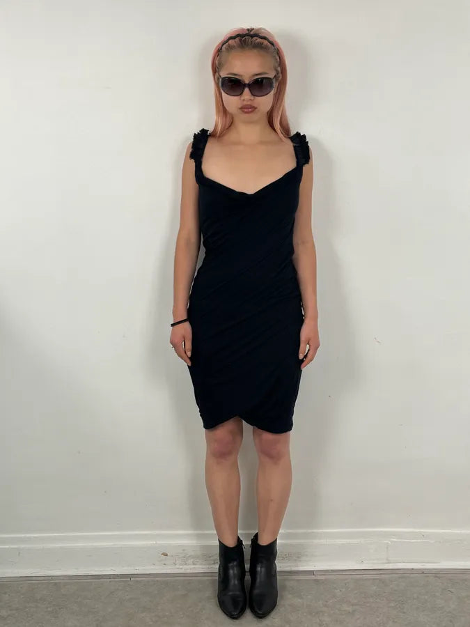 SS2012 Dsquared2 Black Ruched Evening Dress TCdAYDF 0