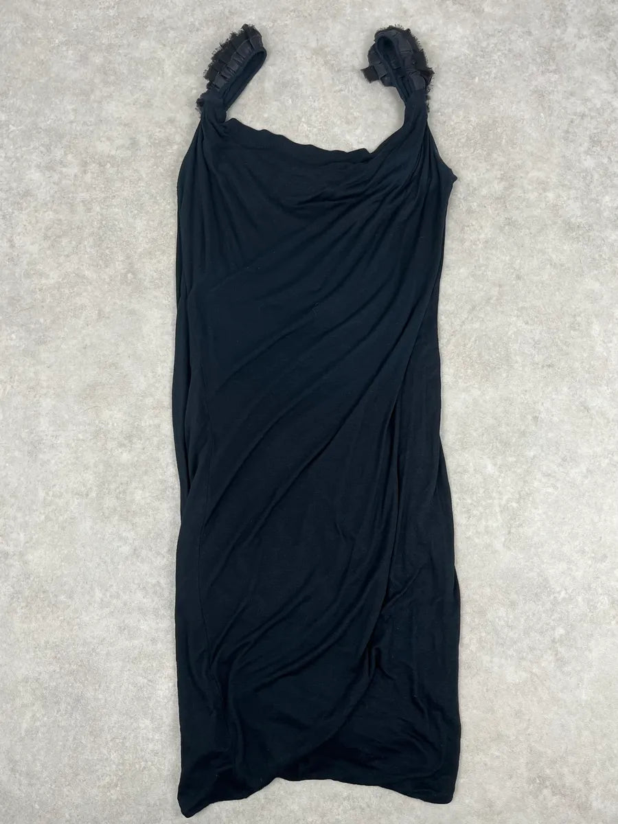SS2012 Dsquared2 Black Ruched Evening Dress TCdAYDF 4