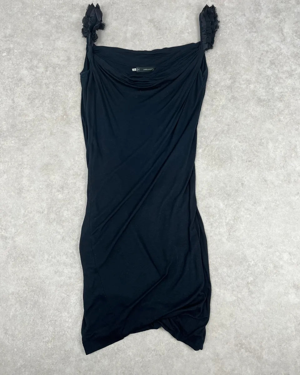 SS2012 Dsquared2 Black Ruched Evening Dress TCdAYDF 2