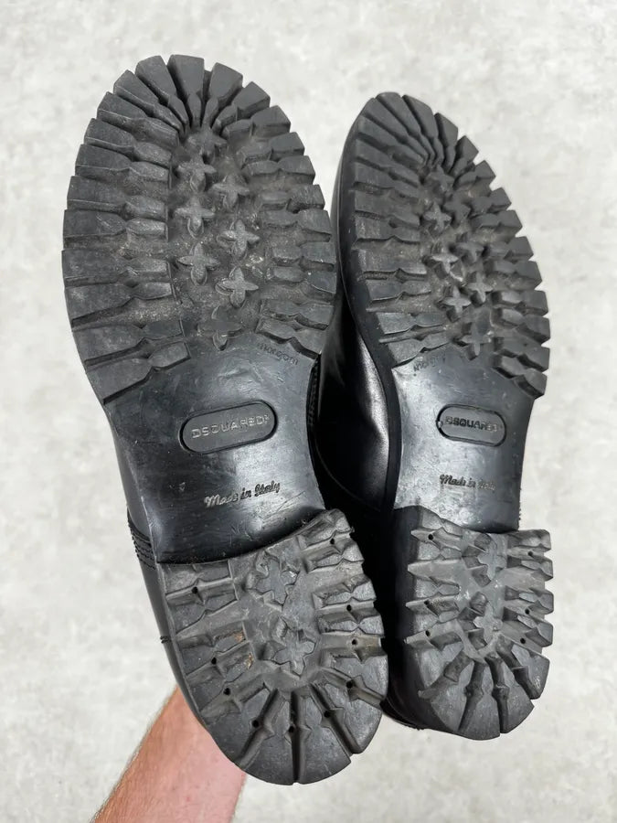 Dsquared2 Black Lace-Up Leather Hiking Boots BBdTwnx 6