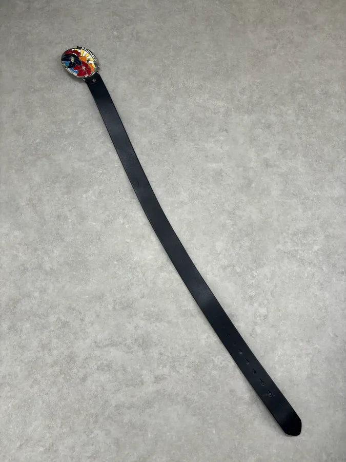 2000s Dsquared2 Black Floral Buckle Leather Belt  LlriaVA 9