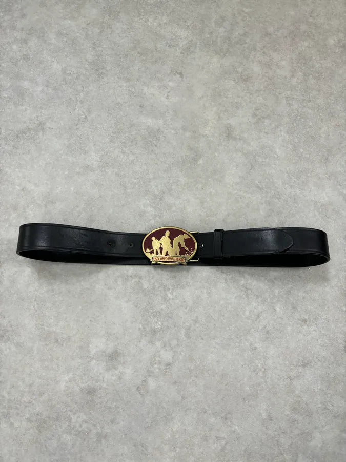 2000s Dsquared2 Silouhette Bordeaux Buckle Black Leather Belt  vZMcUQK 2