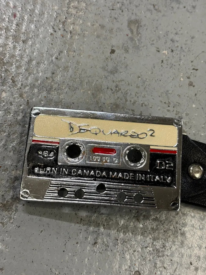 Dsquared2 Black Leather Cassette Buckle Belt xwFYDFX 2
