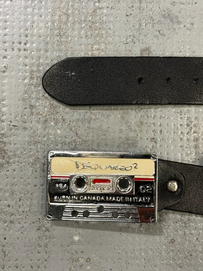 Dsquared2 Black Leather Cassette Buckle Belt xwFYDFX 3