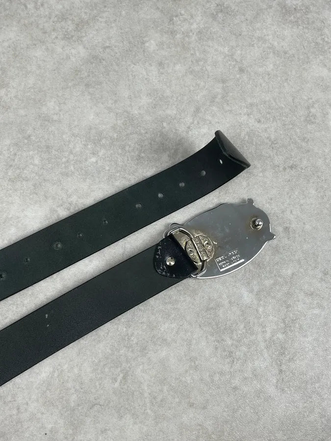 Dsquared2 Lord Black Leather Cowboy Logo Belt TcaqjdO 3