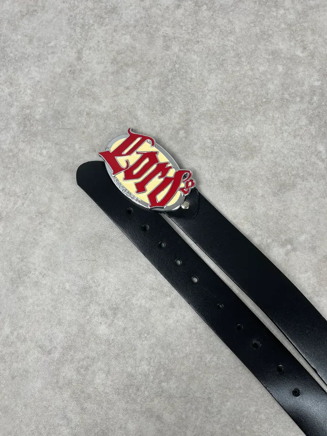 Dsquared2 Lord Black Leather Cowboy Logo Belt TcaqjdO 2