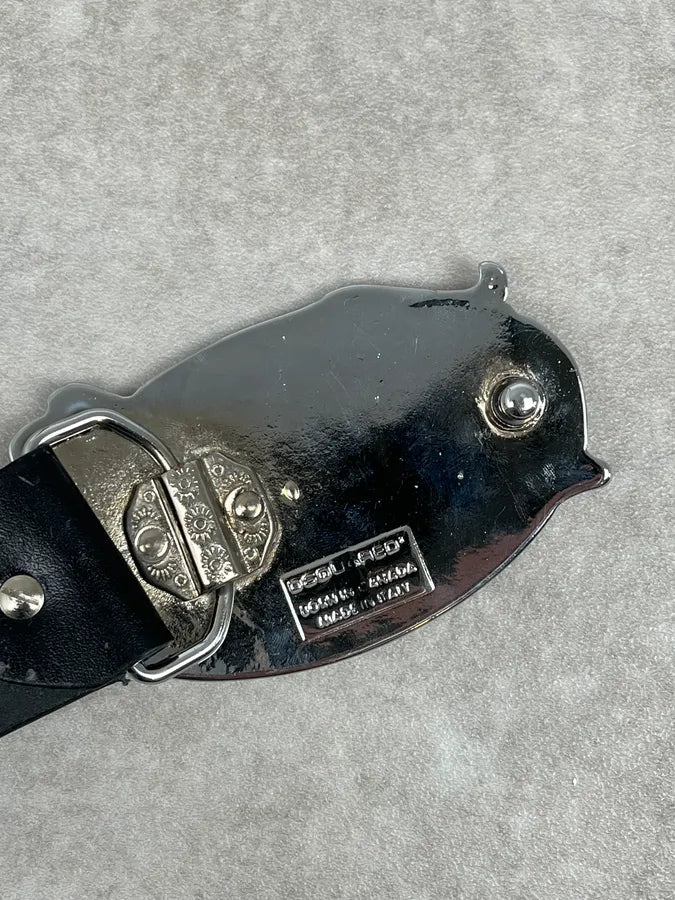 Dsquared2 Lord Black Leather Cowboy Logo Belt TcaqjdO 5
