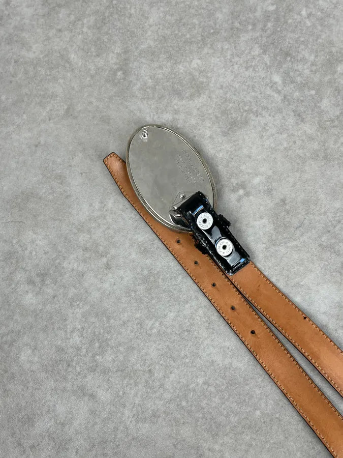 Dsquared2 Black Leather Globe Studded Belt TYlJvjA 5