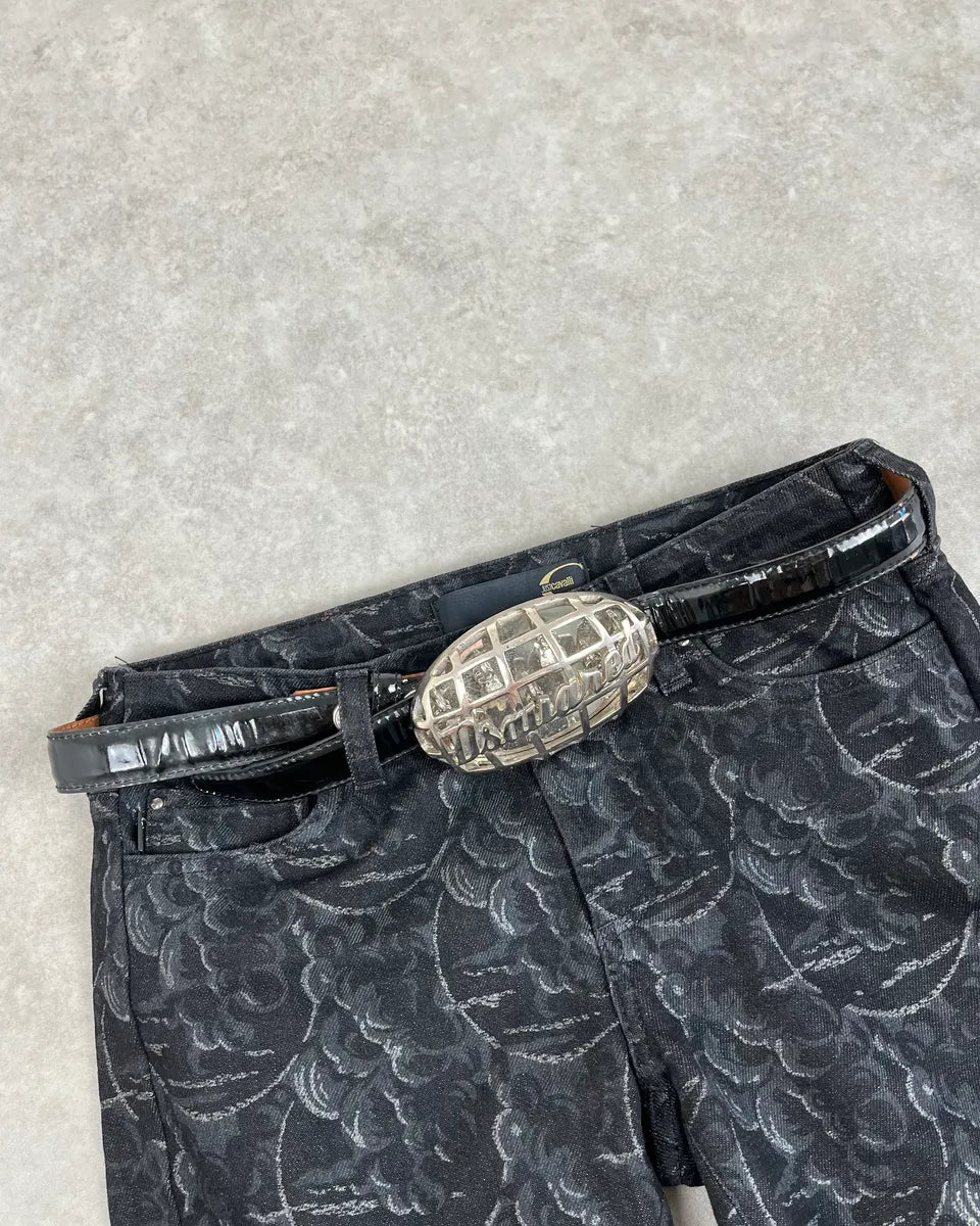 Dsquared2 Black Leather Globe Studded Belt TYlJvjA 0