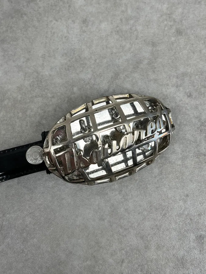 Dsquared2 Black Leather Globe Studded Belt TYlJvjA 4