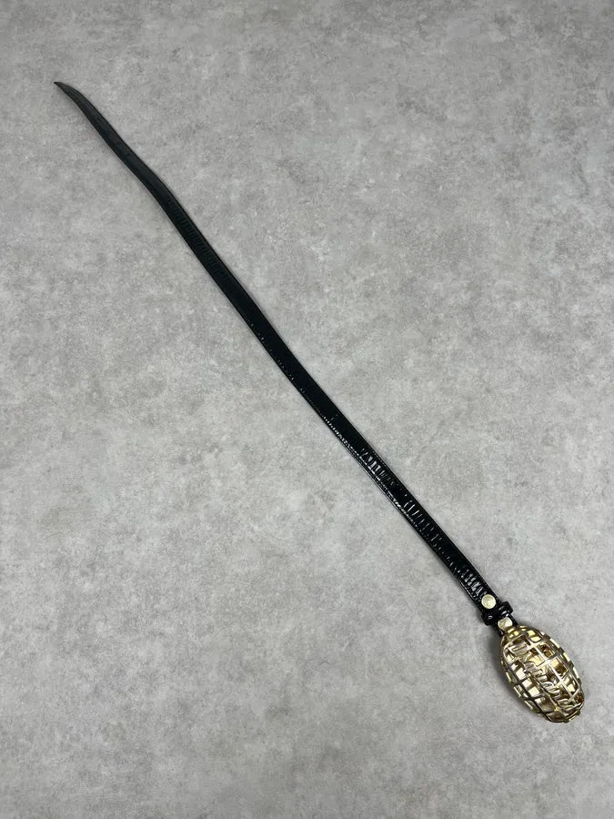 Dsquared2 Black Leather Golden Globe Belt VLqVTwP 7