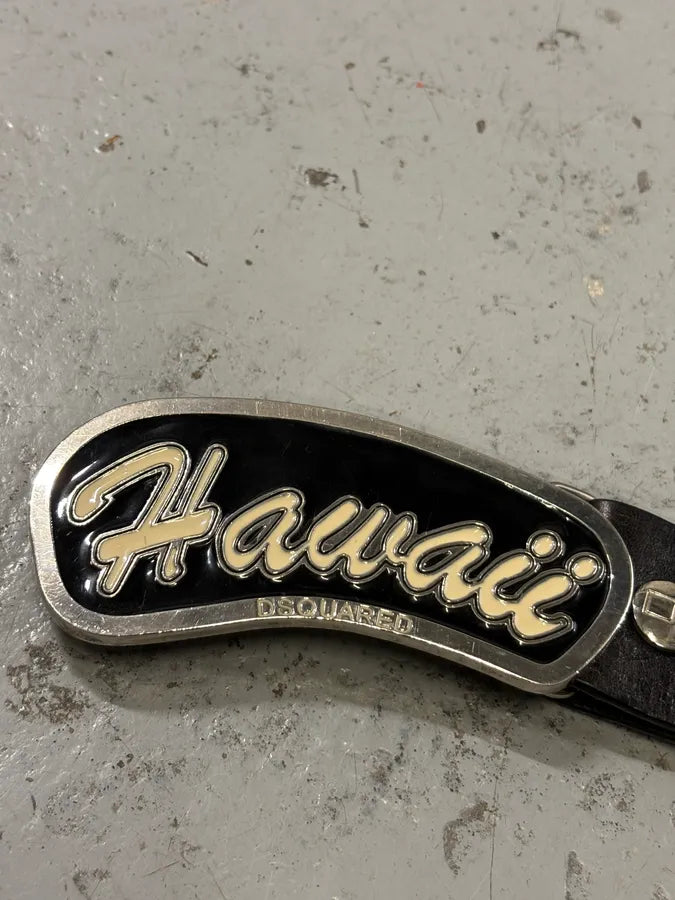 SS2005 Dsquared2 Brown Leather Hawaii Buckle Belt VOPEfxC 4