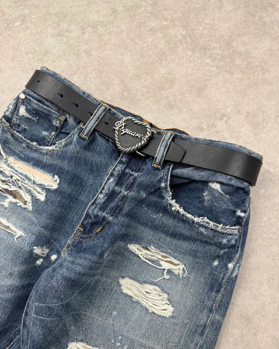 Dsquared2 Black Leather Heart Buckle Belt JGdCSoI 0