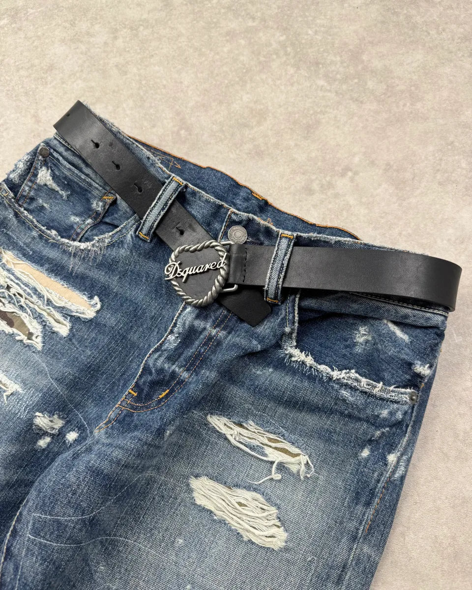 Dsquared2 Black Leather Heart Buckle Belt JGdCSoI 2