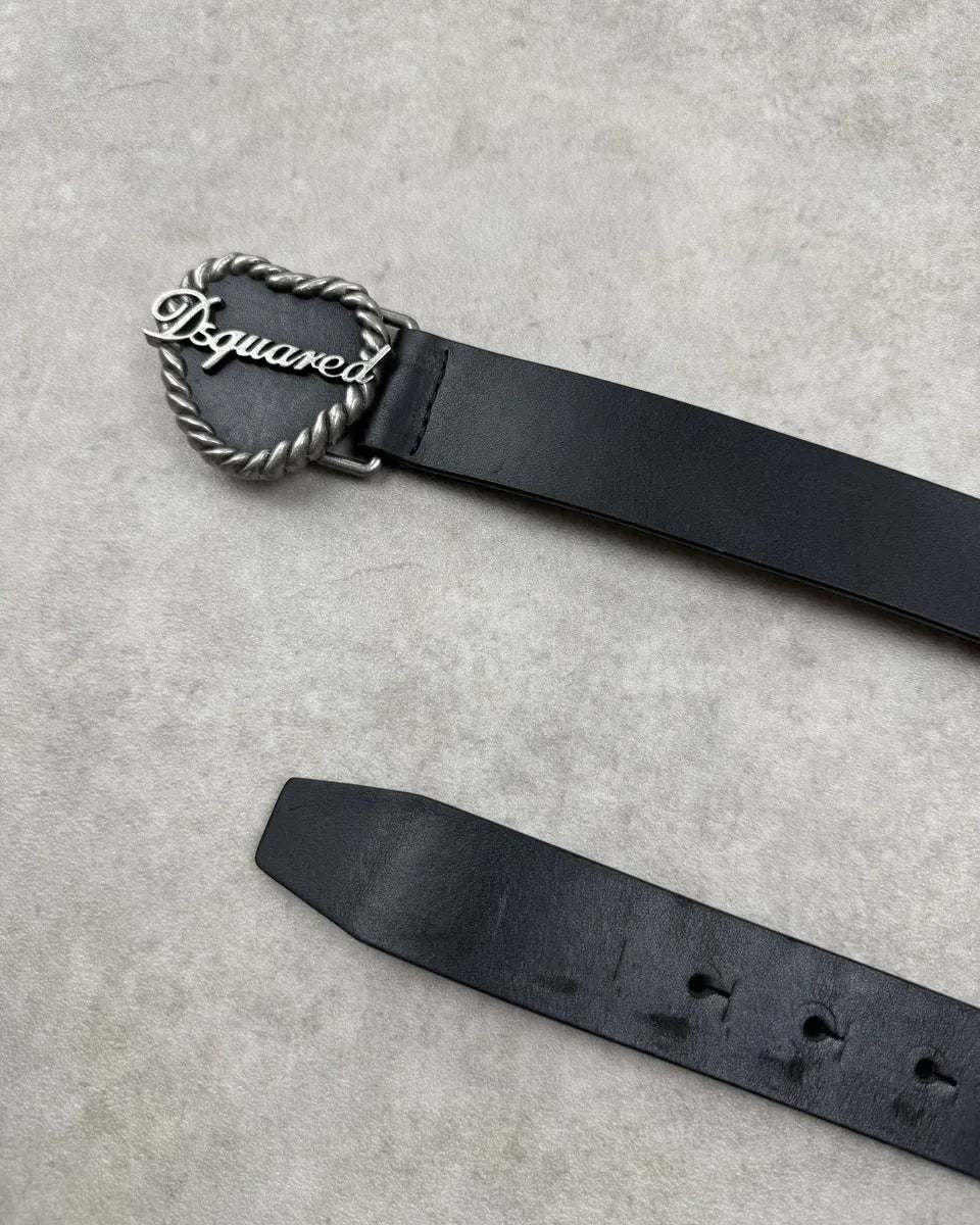 Dsquared2 Black Leather Heart Buckle Belt JGdCSoI 3