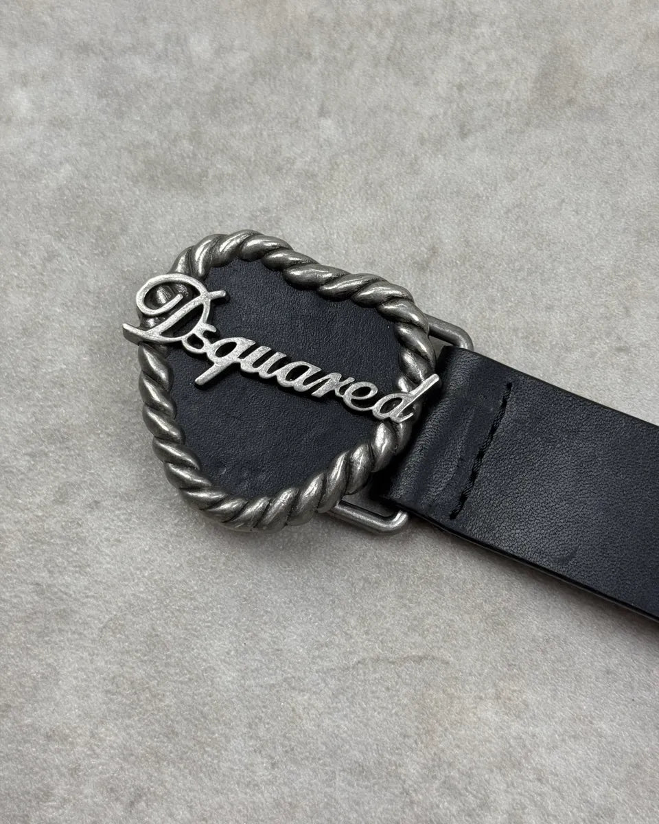 Dsquared2 Black Leather Heart Buckle Belt JGdCSoI 4