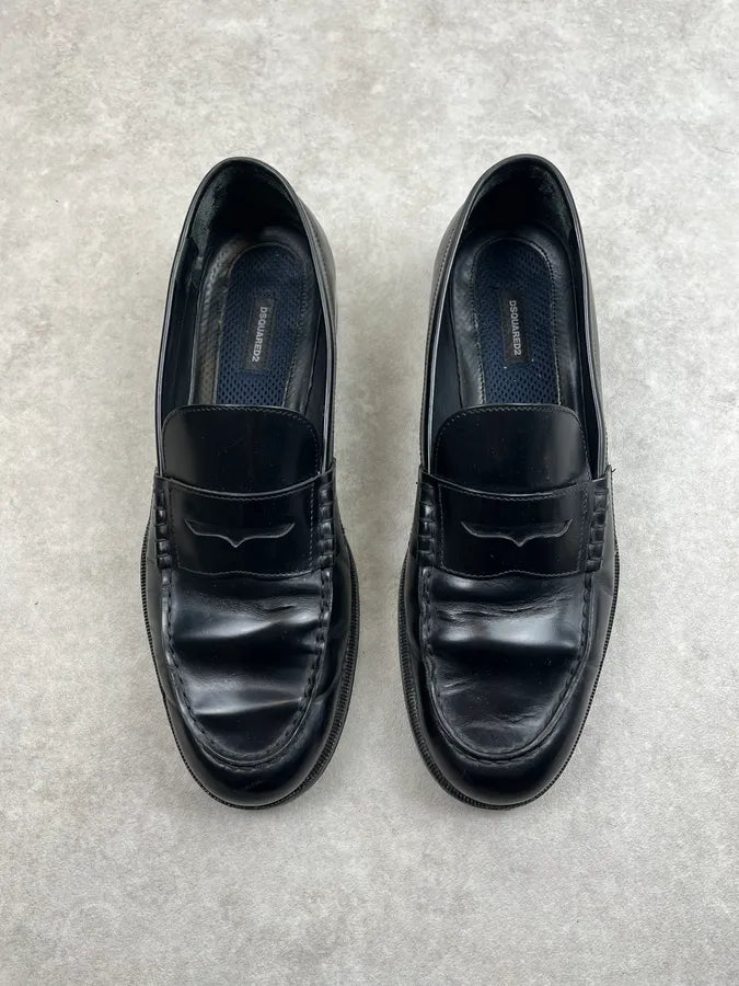 Dsquared2 Black Leather Loafer Shoes nhvdsok 2