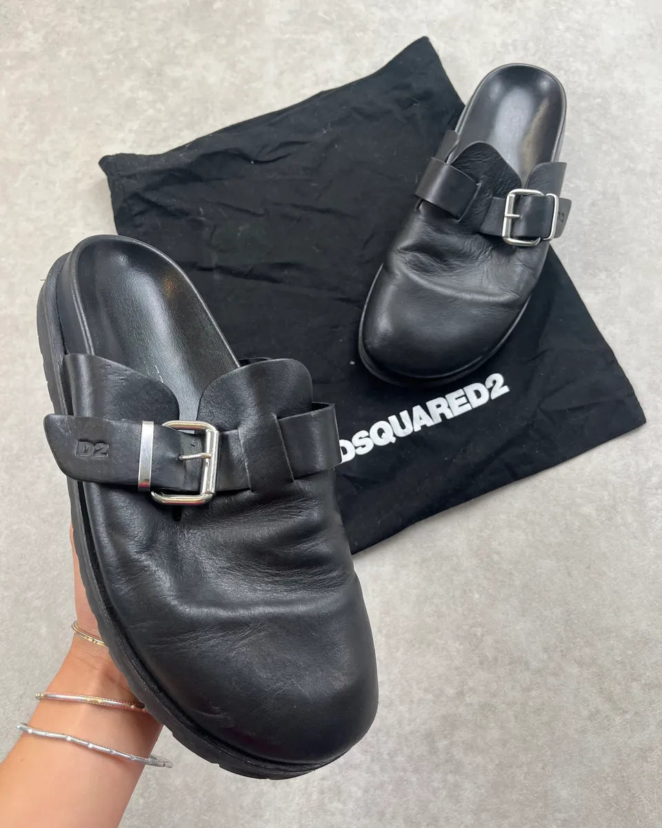 Dsquared2 Black Leather Mules owkMPbM 0