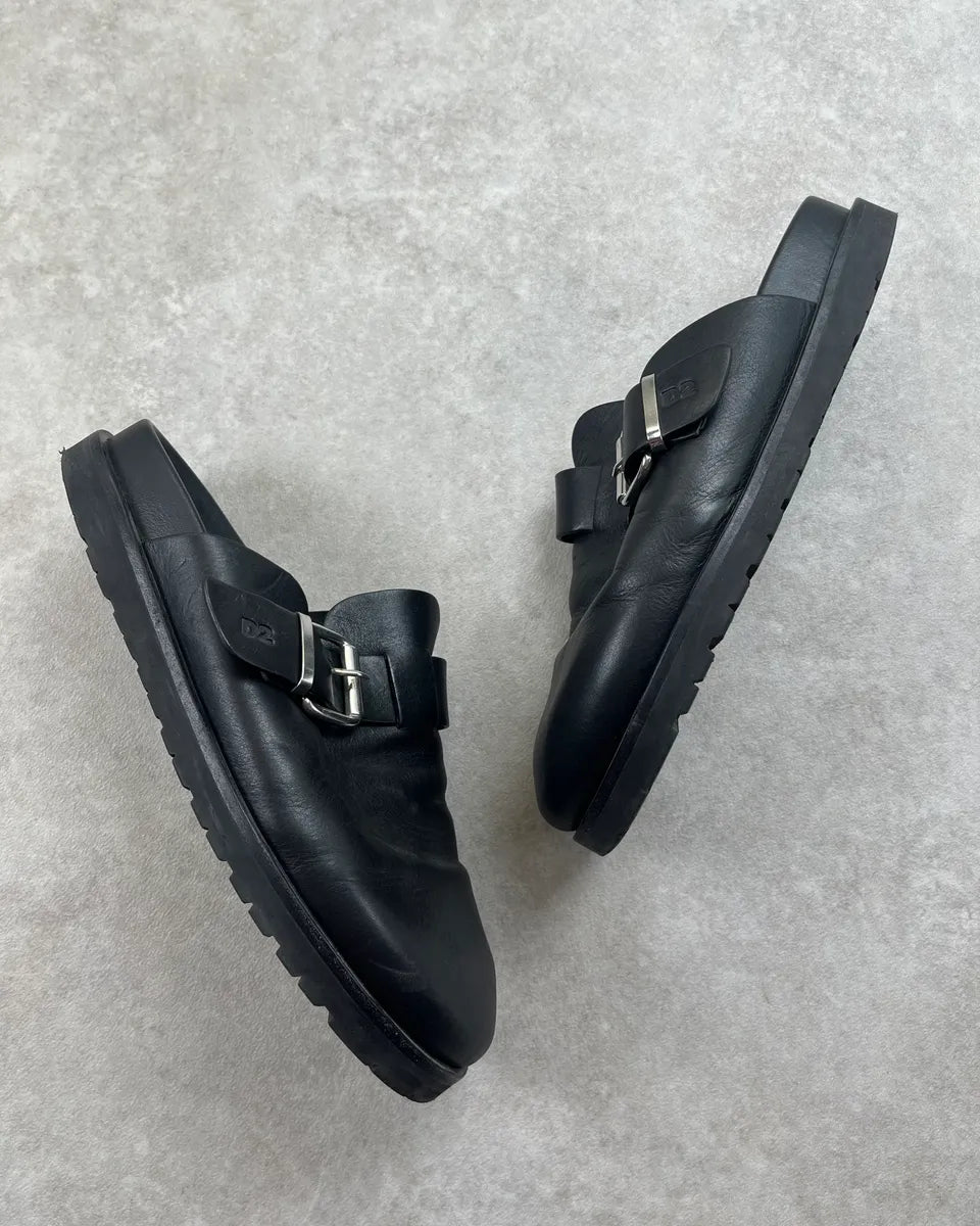 Dsquared2 Black Leather Mules owkMPbM 2