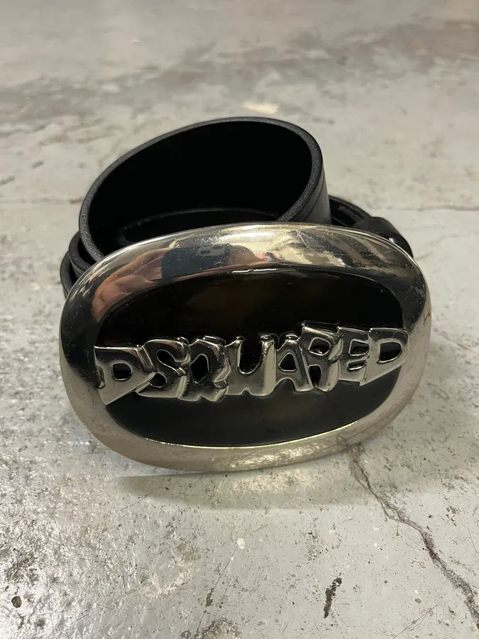 DSquared2 Black Leather Propaganda Buckle Belt BCtwzuq 3