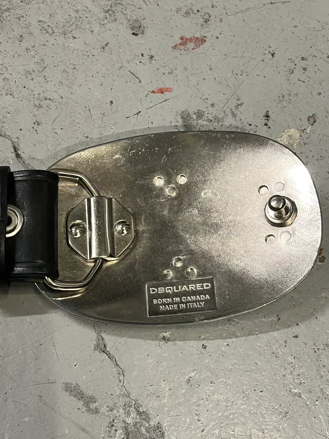 DSquared2 Black Leather Propaganda Buckle Belt BCtwzuq 7
