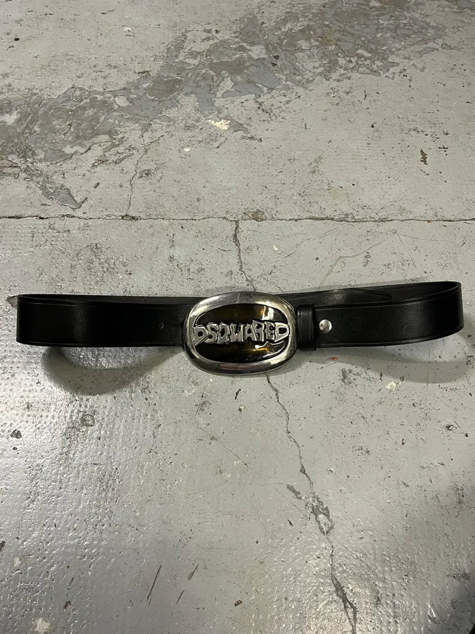 DSquared2 Black Leather Propaganda Buckle Belt BCtwzuq 5