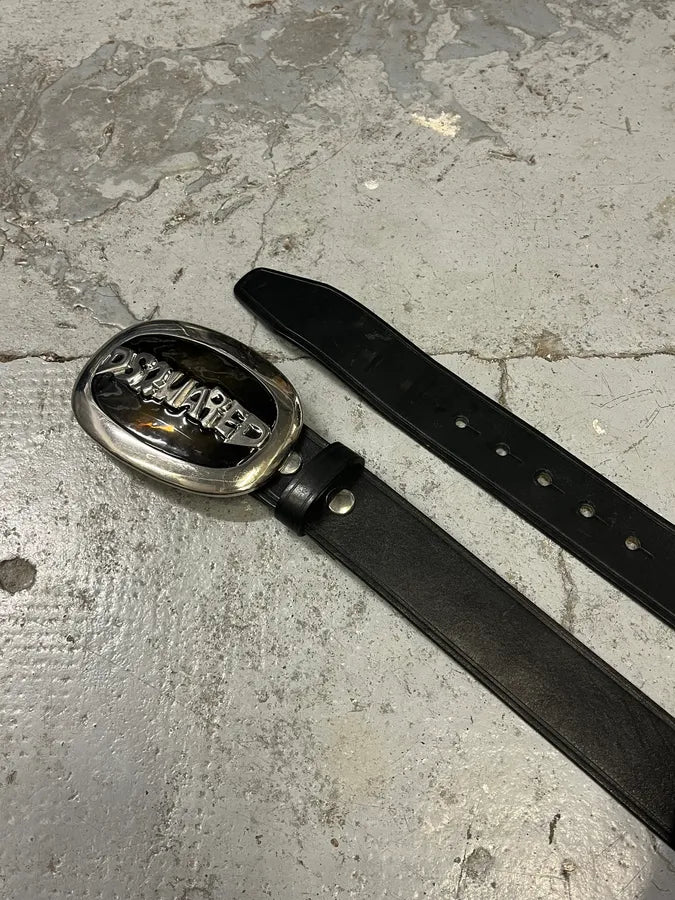 DSquared2 Black Leather Propaganda Buckle Belt BCtwzuq 2