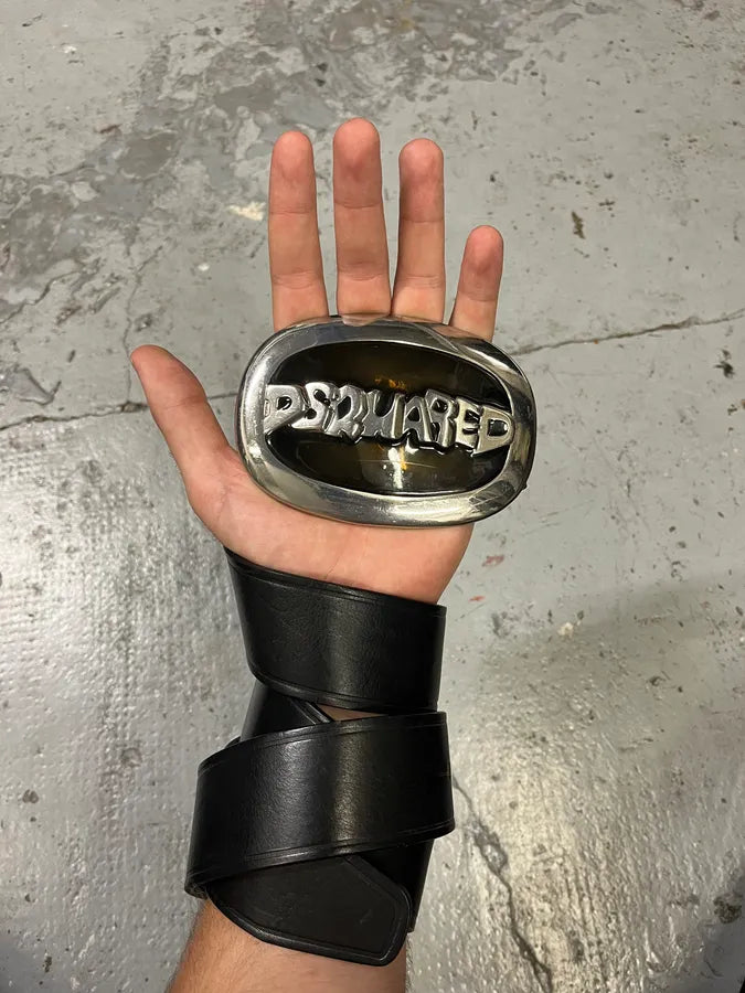 DSquared2 Black Leather Propaganda Buckle Belt BCtwzuq 0