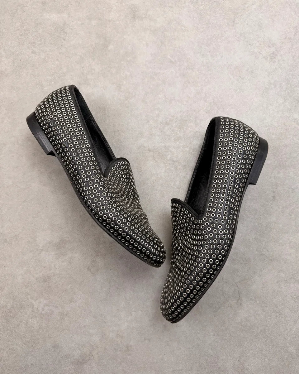 Dsquared2 Black Leather Studded Loafers vqCFdHQ 4