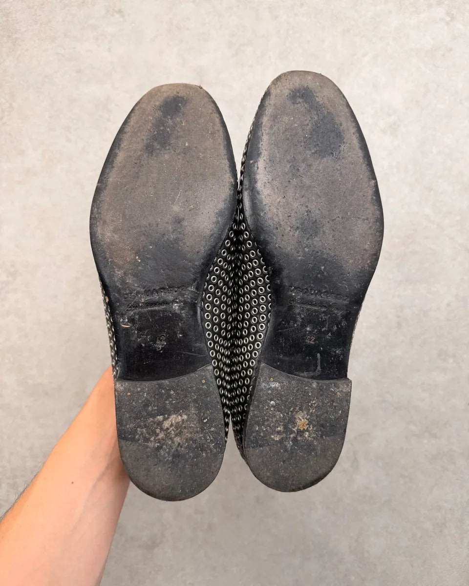 Dsquared2 Black Leather Studded Loafers vqCFdHQ 7