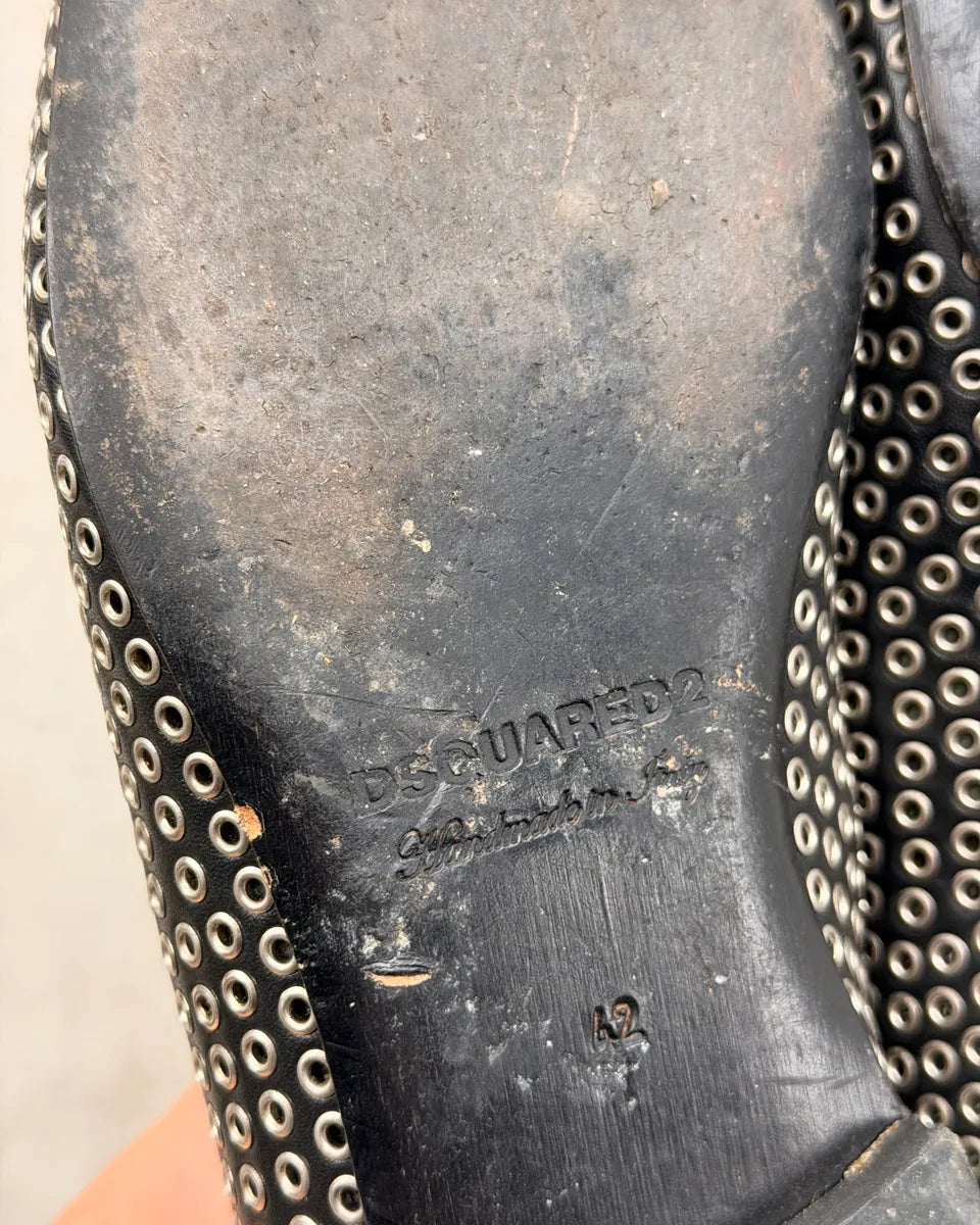 Dsquared2 Black Leather Studded Loafers vqCFdHQ 8
