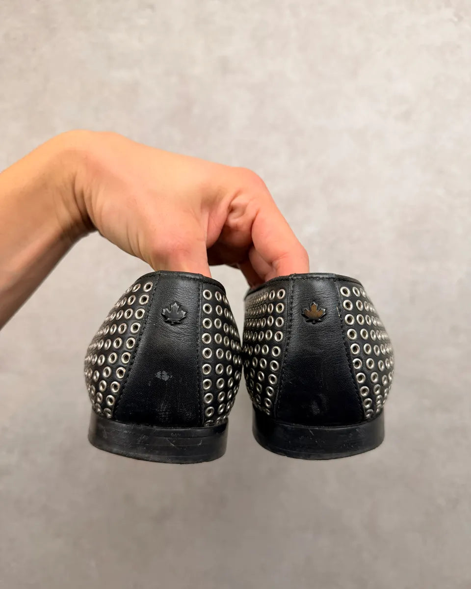Dsquared2 Black Leather Studded Loafers vqCFdHQ 9