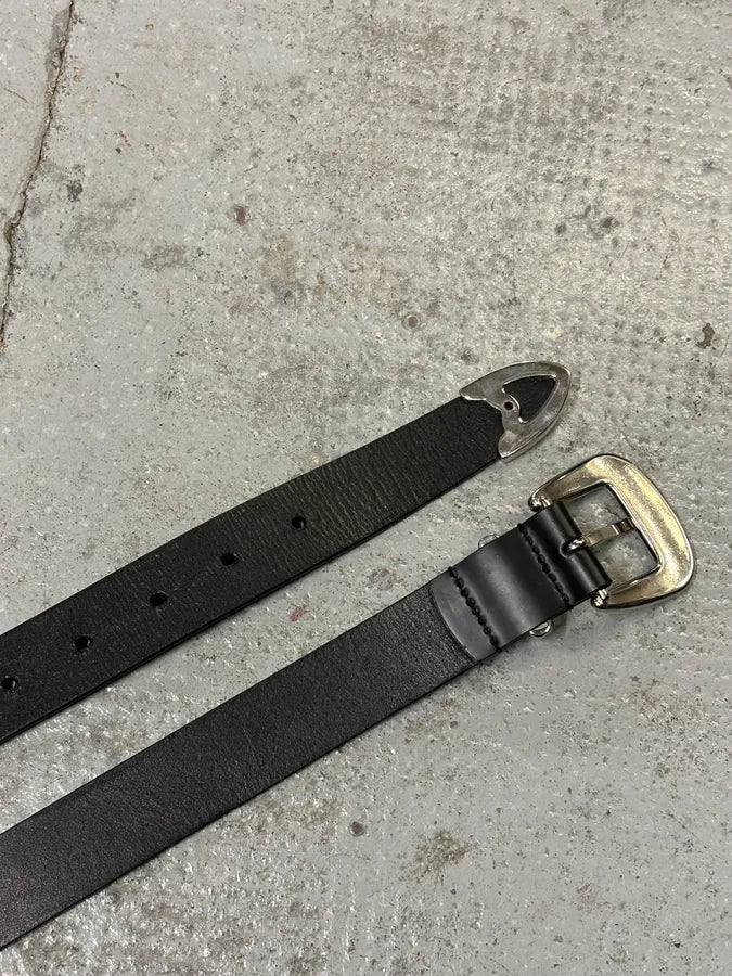 2010s Dsquared2 Black Leather Western Silver Ornamental Belt ihUEtBV 5