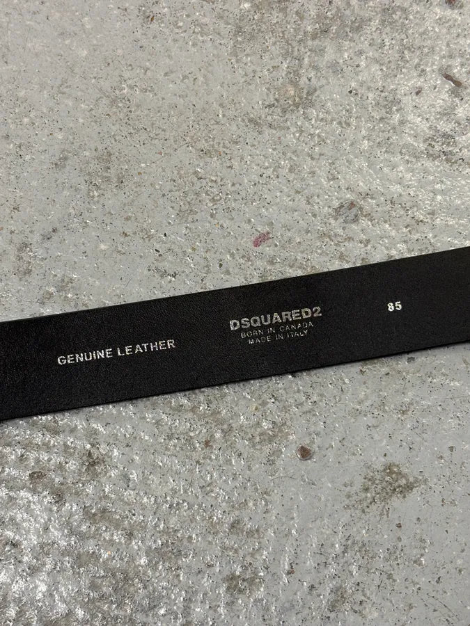 2010s Dsquared2 Black Leather Western Silver Ornamental Belt ihUEtBV 8