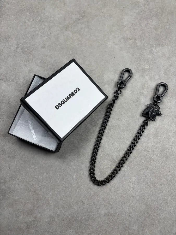 Dsquared2 Black Metal Chain Squirrel Charm Belt gTNSswR 0