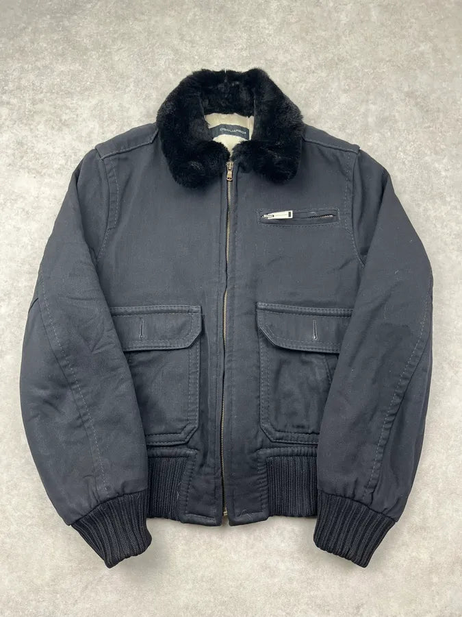 AW2009 Dsquared2 Black Fur Collar Cargo Bomber Jacket JAUpILH 0