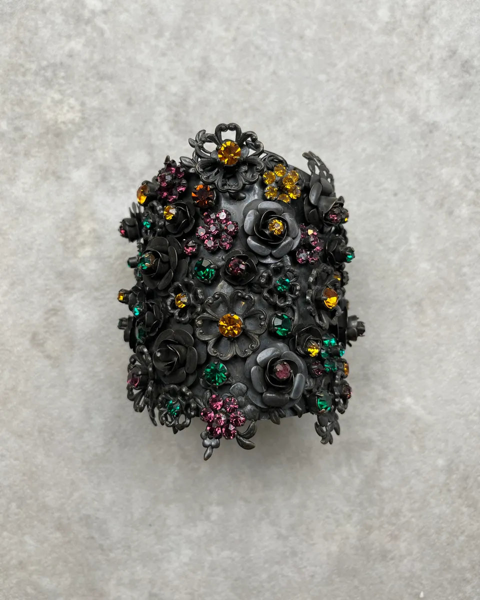 Dsquared2 Black Pewter Floral Gemstone Bracelet fJKdSEd 1
