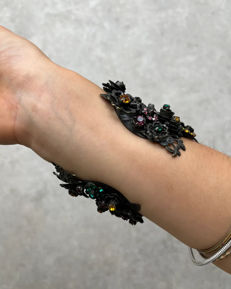 Dsquared2 Black Pewter Floral Gemstone Bracelet fJKdSEd 3