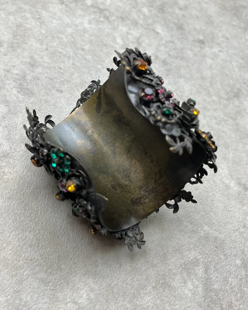Dsquared2 Black Pewter Floral Gemstone Bracelet fJKdSEd 4