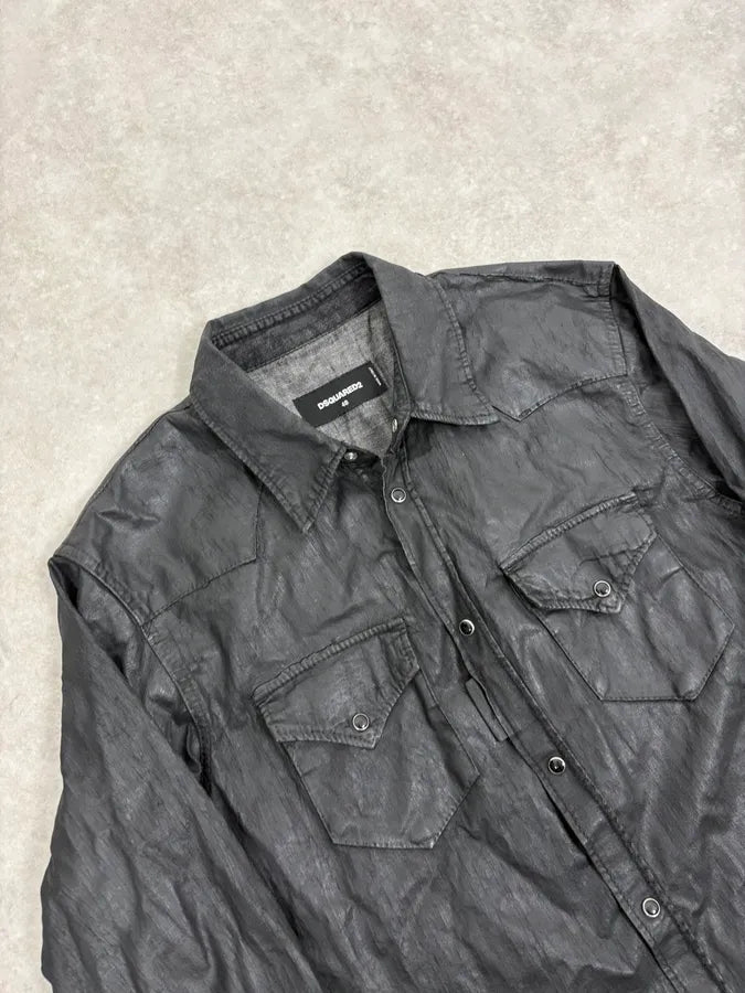 AW2016 Dsquared2 Black Waxed Shirt CXxDOXd 4