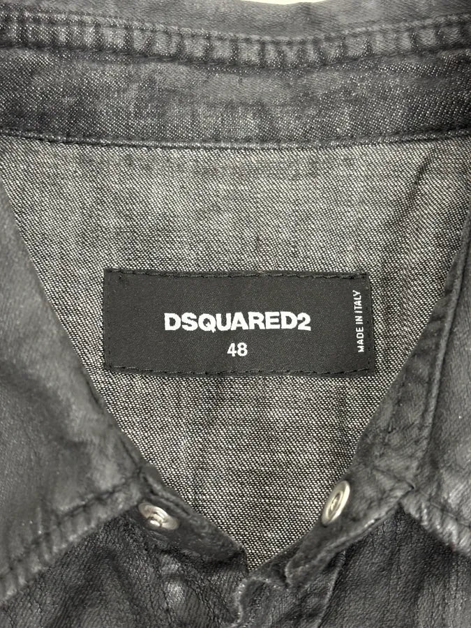 AW2016 Dsquared2 Black Waxed Shirt CXxDOXd 9