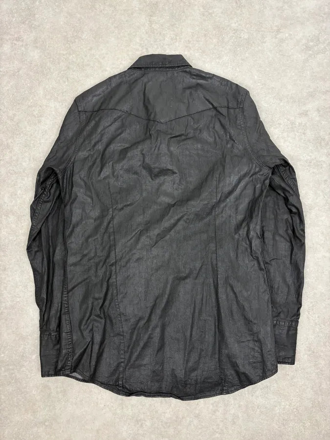 AW2016 Dsquared2 Black Waxed Shirt CXxDOXd 5