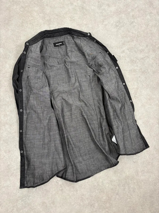 AW2016 Dsquared2 Black Waxed Shirt CXxDOXd 6
