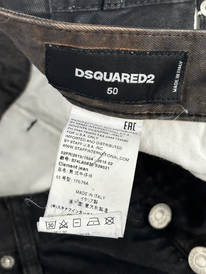 AW2015 Dsquared2 Black White Denim Floral Print Straight Jeans iuIOOMB 11
