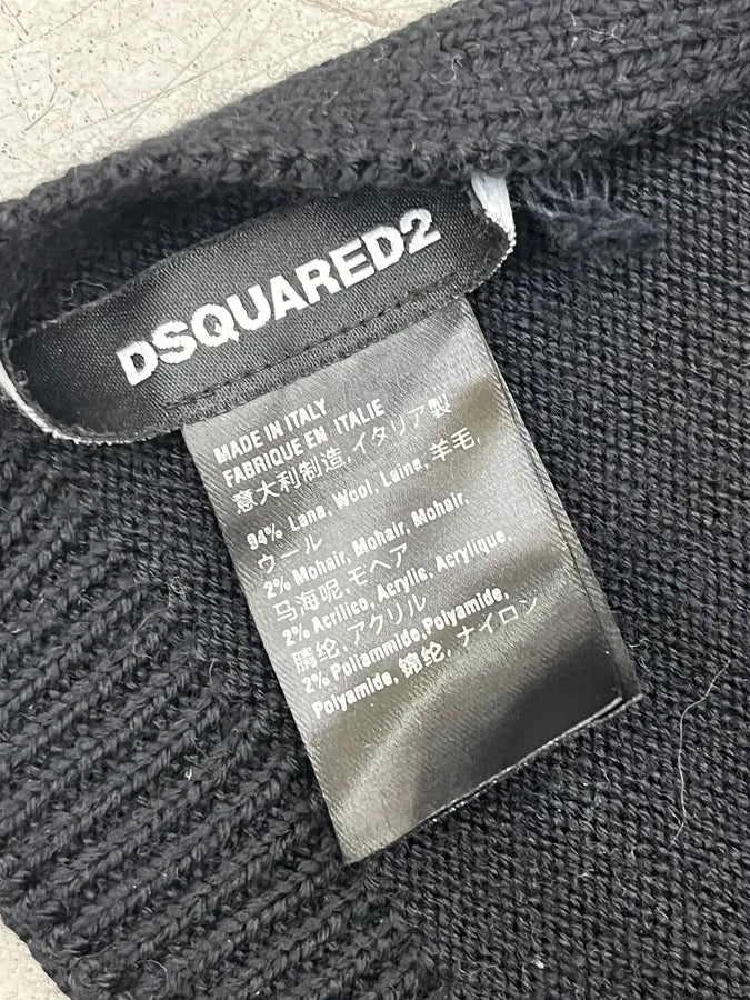 Dsquared2 Black Wool I Love D2 Embroidered Scarf NlUsEOo 7