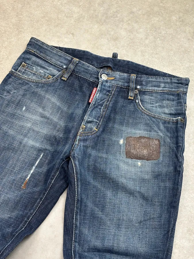 AW2011 Dsquared2 Blue Distressed Denim Straight Jeans ydOGwuj 4