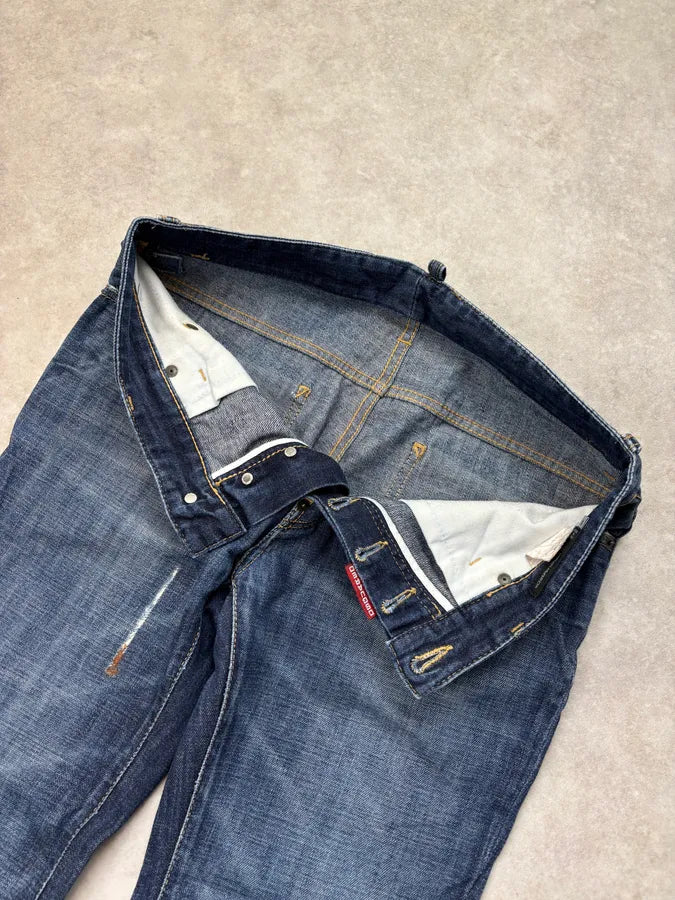 AW2011 Dsquared2 Blue Distressed Denim Straight Jeans ydOGwuj 8