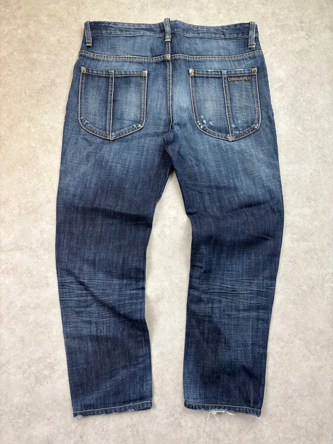 AW2011 Dsquared2 Blue Distressed Denim Straight Jeans ydOGwuj 5