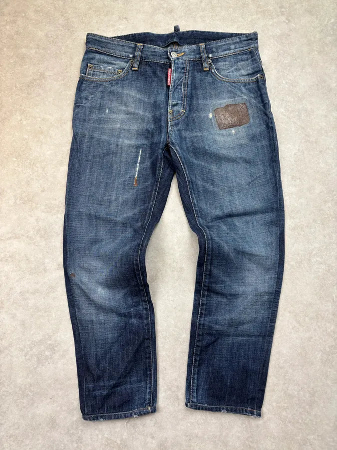 AW2011 Dsquared2 Blue Distressed Denim Straight Jeans ydOGwuj 0