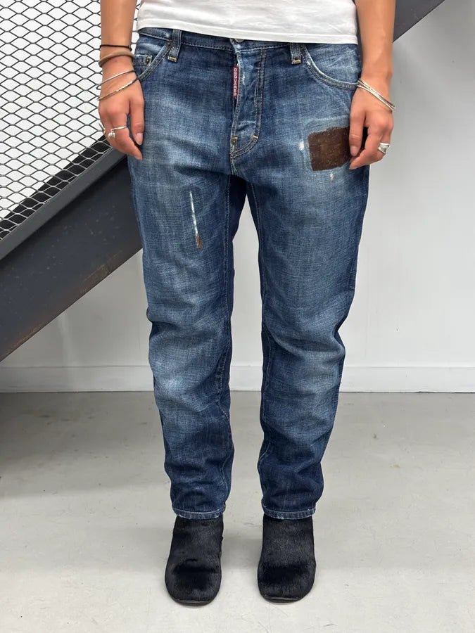 AW2011 Dsquared2 Blue Distressed Denim Straight Jeans ydOGwuj 1
